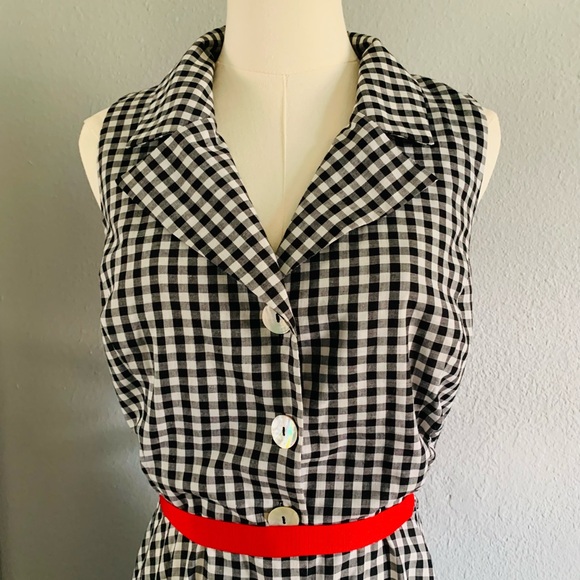 B&W gingham button down maxi dress - Picture 2 of 8
